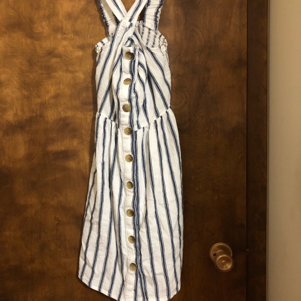 White and blue dress